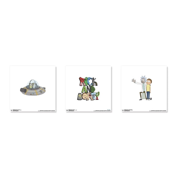 Gallery Pops Cartoon Network Rick and Morty - Character Wall Art Bundle (3-Pack), Unframed Version, 12" x 12"