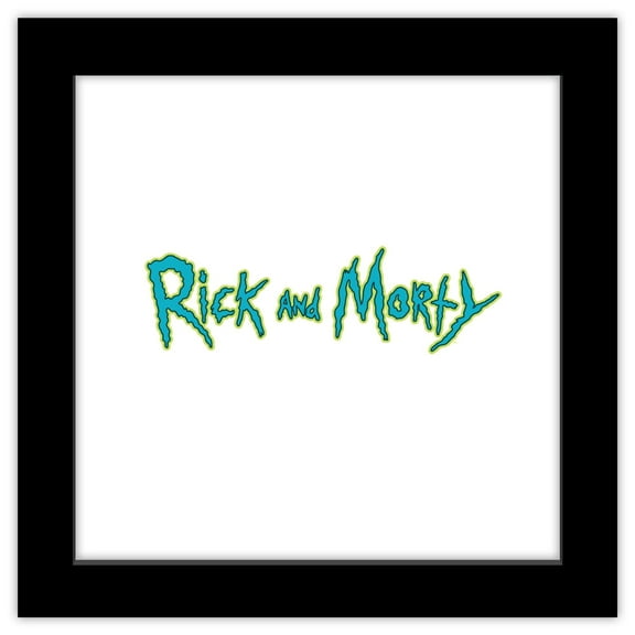 Gallery Pops Cartoon Network Rick and Morty - Full Color Logo Wall Art, Black Framed Version, 12" x 12"