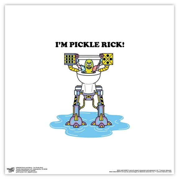 Gallery Pops Cartoon Network Rick and Morty - I'm Pickle Rick Wall Art, Unframed Version, 12" x 12"