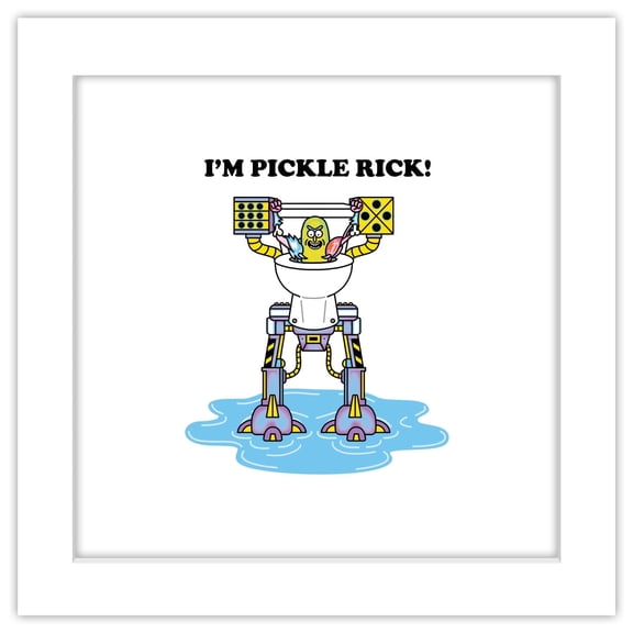 Gallery Pops Cartoon Network Rick and Morty - I'm Pickle Rick Wall Art, White Framed Version, 12" x 12"