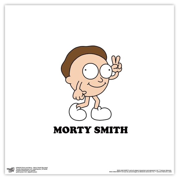 Gallery Pops Cartoon Network Rick and Morty - Morty Smith Big Head Wall Art, Unframed Version, 12" x 12"