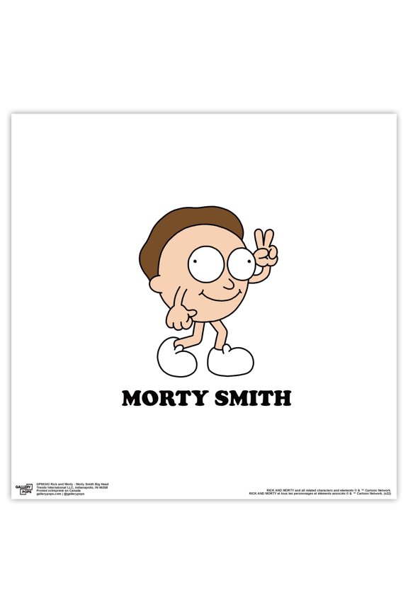 Gallery Pops Cartoon Network Rick and Morty - Morty Smith Big Head Wall Art, Unframed Version, 12" x 12"