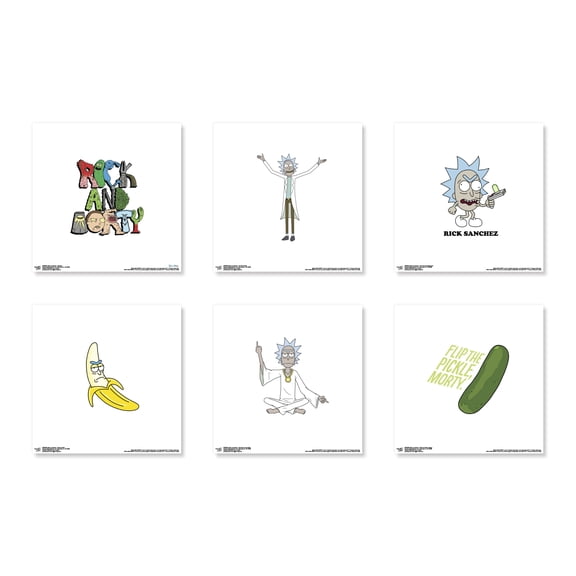 Gallery Pops Cartoon Network Rick and Morty - Rick Wall Art Bundle (6-Pack), Unframed Version, 12" x 12"