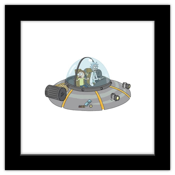 Gallery Pops Cartoon Network Rick and Morty - Space Cruiser Wall Art, Black Framed Version, 12" x 12"