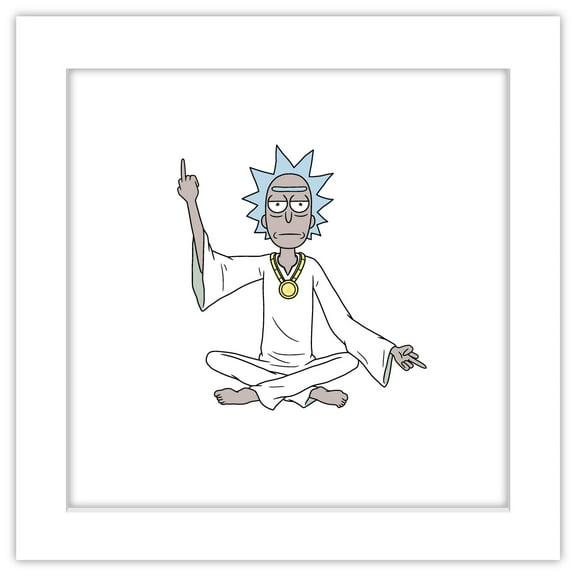 Gallery Pops Cartoon Network Rick and Morty - Spiritual Leader Rick Wall Art, White Framed Version, 12" x 12"