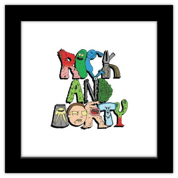 Gallery Pops Cartoon Network Rick and Morty - Stylized Wall Art, Black Framed Version, 12" x 12"