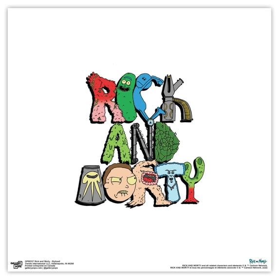 Gallery Pops Cartoon Network Rick and Morty - Stylized Wall Art, Unframed Version, 12" x 12"
