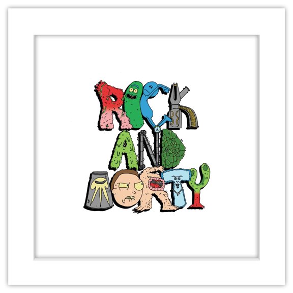 Gallery Pops Cartoon Network Rick and Morty - Stylized Wall Art, White Framed Version, 12" x 12"