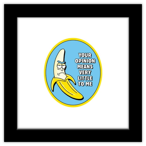 Gallery Pops Cartoon Network Rick and Morty - Your Opinion Means Very Little To Me Wall Art, Black Framed Version, 12" x 12"