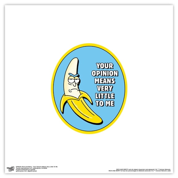 Gallery Pops Cartoon Network Rick and Morty - Your Opinion Means Very Little To Me Wall Art, Unframed Version, 12" x 12"