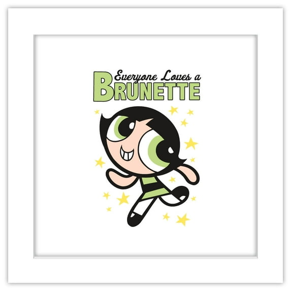 Gallery Pops Cartoon Network The Powerpuff Girls - Everyone Loves a Brunette Wall Art, White Framed Version, 12" x 12"