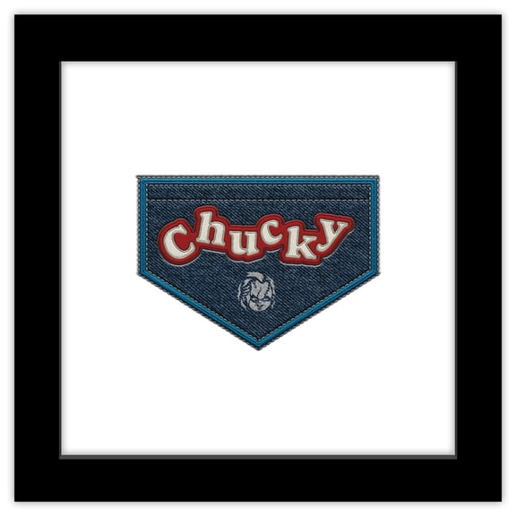 Gallery Pops Child's Play - Chucky Jean Pocket Wall Art, Black Framed Version, 12" x 12"