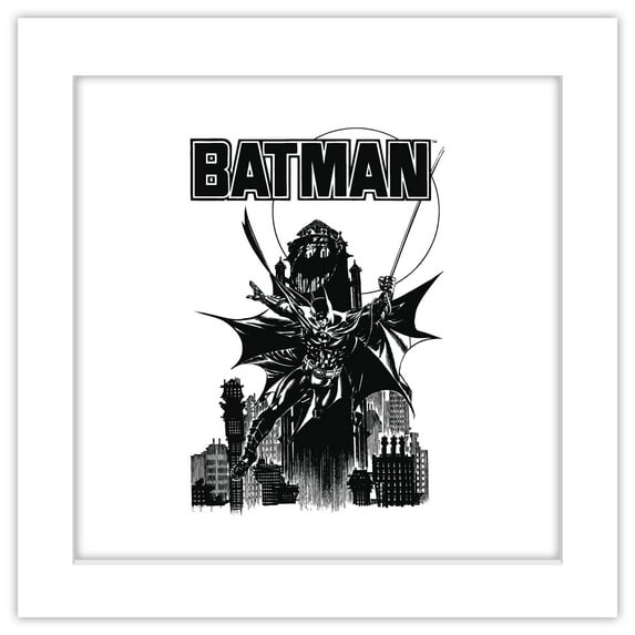 Gallery Pops DC Comics Batman 85th Anniversary - Batman 1989 Badge Wall Art, White Framed Version, 12" x 12"