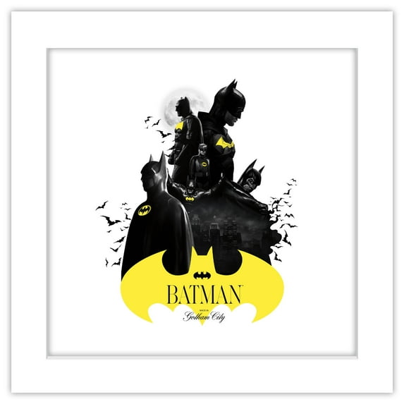 Gallery Pops DC Comics Batman 85th Anniversary - Made In Gotham City Wall Art, White Framed Version, 12" x 12"