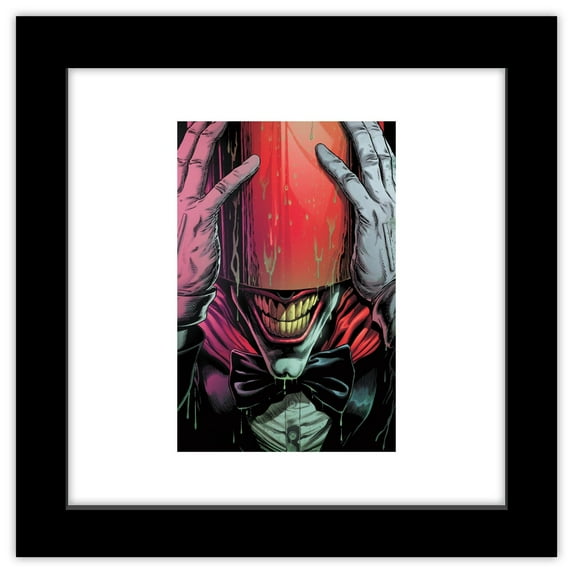 Gallery Pops DC Comics Batman - Three Jokers #1 Joker Red Hood Premium Variant Cover Jason Fabok Wall Art, Black Framed Version, 12" x 12"