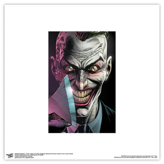 Gallery Pops DC Comics Batman - Three Jokers #3 Joker Endgame Mohawk Premium Variant Cover Jason Fabok Wall Art, Unframed Version, 12" x 12"