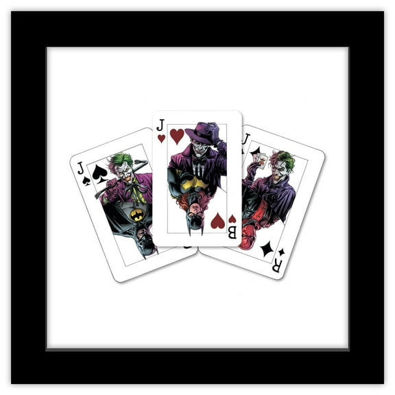 Gallery Pops DC Comics Batman - Three Jokers Playing Cards Wall Art, Black Framed Version, 12" x 12"
