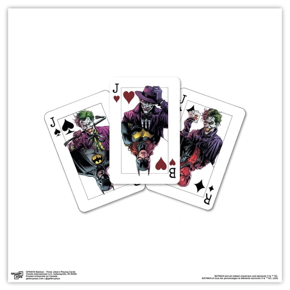 Gallery Pops DC Comics Batman - Three Jokers Playing Cards Wall Art, Unframed Version, 12" x 12"