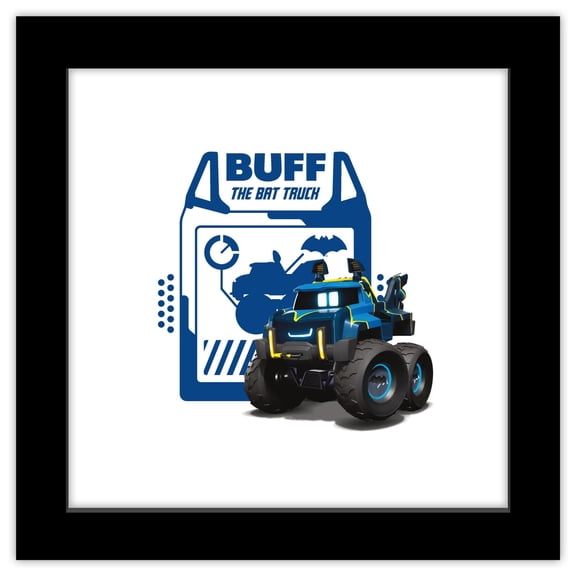 Gallery Pops DC Comics Batwheels - Buff The Bat Truck Wall Art, Black Framed Version, 12" x 12"