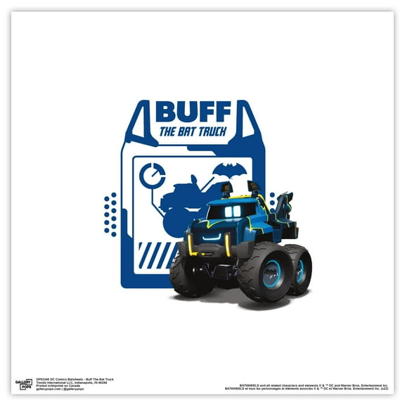 Gallery Pops DC Comics Batwheels - Buff The Bat Truck Wall Art, Unframed Version, 12" x 12"
