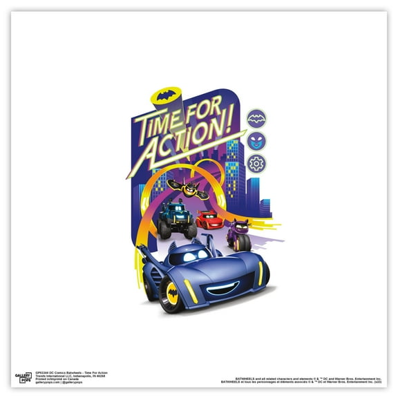 Gallery Pops DC Comics Batwheels - Time For Action Wall Art, Unframed Version, 12" x 12"