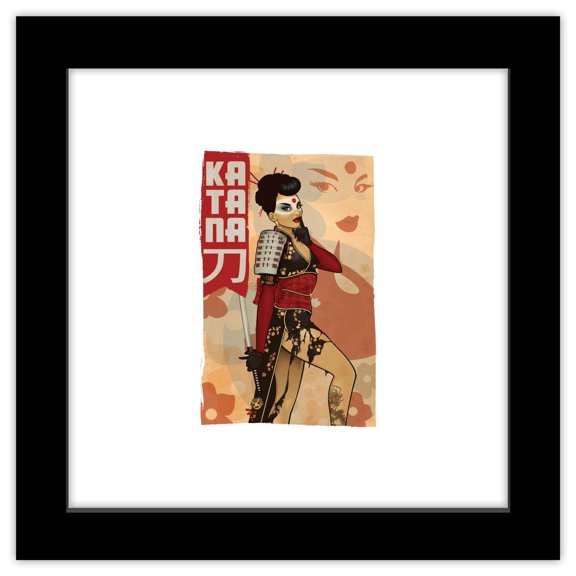 Gallery Pops DC Comics Bombshells - Katana - Shhh⦠Wall Art, Black Framed Version, 12" x 12"
