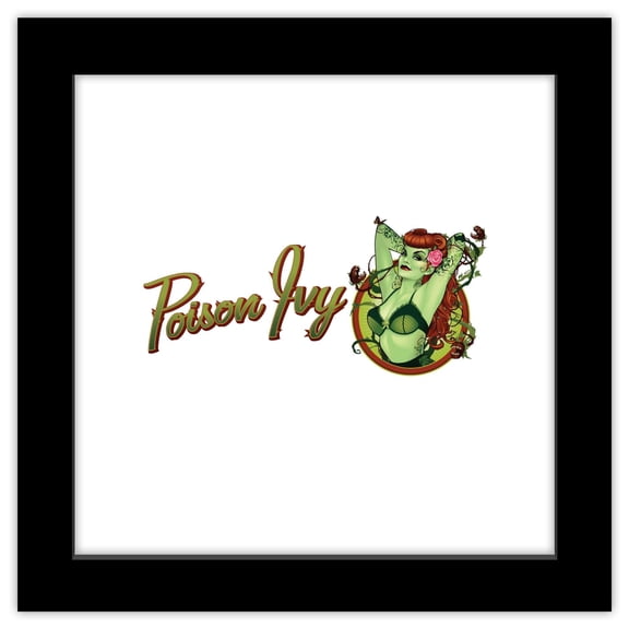 Gallery Pops DC Comics Bombshells - Poison Ivy - Pinup Badge Wall Art, Black Framed Version, 12" x 12"
