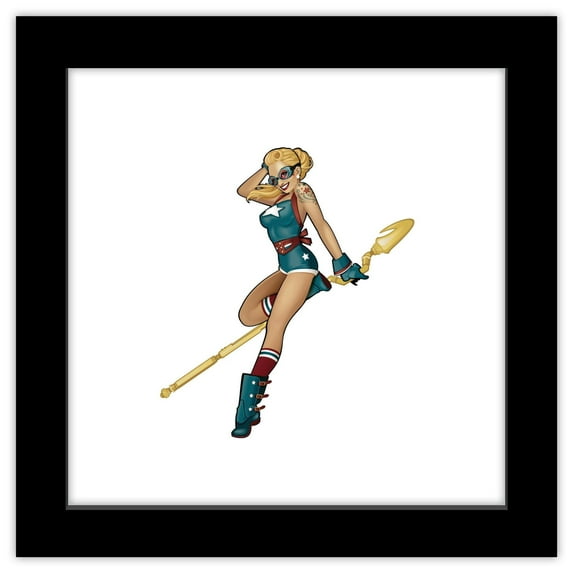 Gallery Pops DC Comics Bombshells - Stargirl - Pinup Figure Wall Art, Black Framed Version, 12" x 12"