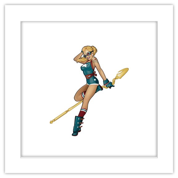 Gallery Pops DC Comics Bombshells - Stargirl - Pinup Figure Wall Art, White Framed Version, 12" x 12"