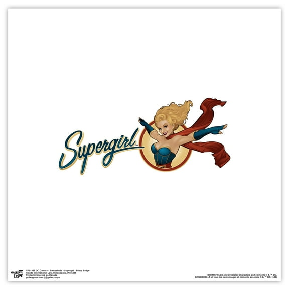 Gallery Pops DC Comics Bombshells - Supergirl - Pinup Badge Wall Art, Unframed Version, 12" x 12"