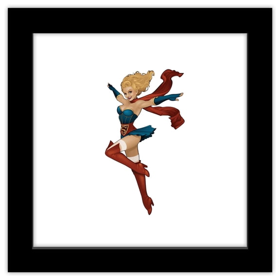Gallery Pops DC Comics Bombshells - Supergirl - Pinup Figure Wall Art, Black Framed Version, 12" x 12"