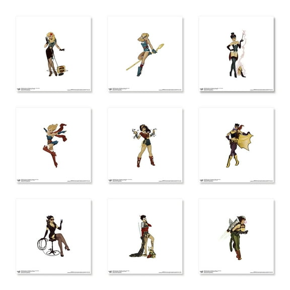 Gallery Pops DC Comics Bombshells - The Justice League Pinups Wall Art Bundle (9-Pack), Unframed Version, 12" x 12"