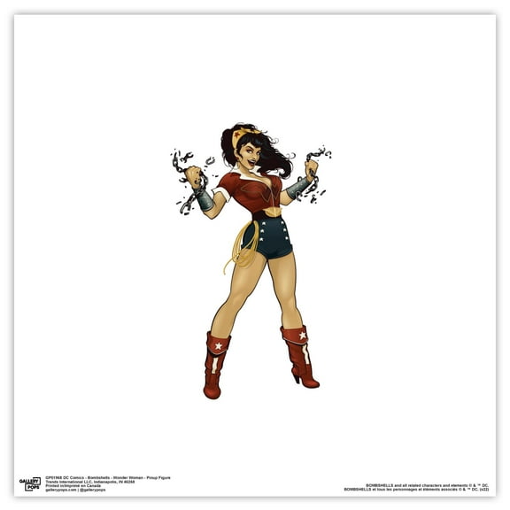 Gallery Pops DC Comics Bombshells - Wonder Woman - Pinup Figure Wall Art, Unframed Version, 12" x 12"