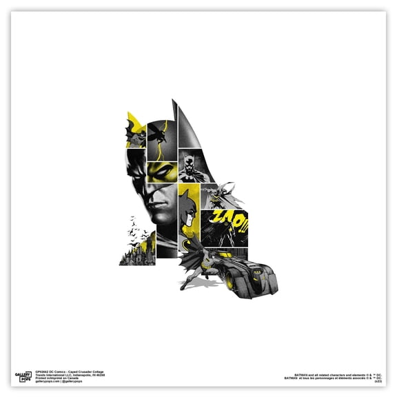 Gallery Pops DC Comics - Caped Crusader Collage Wall Art, Unframed Version, 12" x 12"