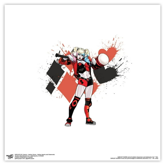 Gallery Pops DC Comics Harley Quinn - Harley Hearts and Diamonds Wall Art, Unframed Version, 12" x 12"