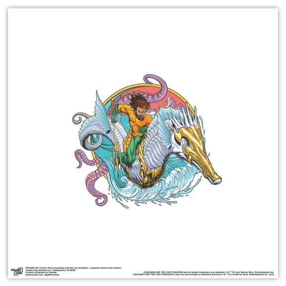 Gallery Pops DC Comics Movie Aquaman and the Lost Kingdom - Aquaman Storm Surf Graphic Wall Art, Unframed Version, 12" x 12"