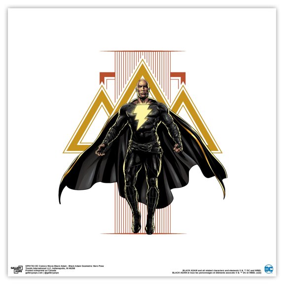 Gallery Pops DC Comics Movie Black Adam - Black Adam Geometric Hero Pose Wall Art, Unframed Version, 12" x 12"