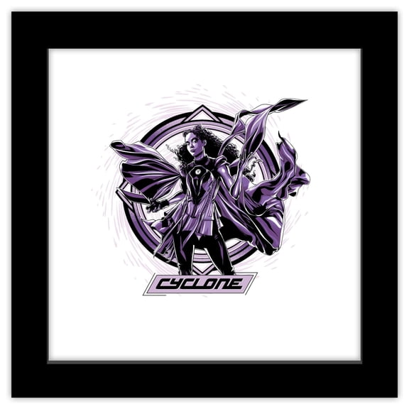 Gallery Pops DC Comics Movie Black Adam - Cyclone Character Badge Wall Art, Black Framed Version, 12" x 12"