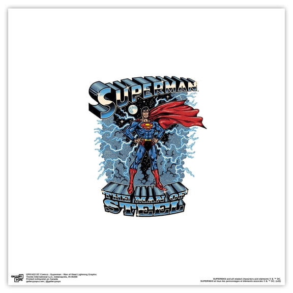 Gallery Pops DC Comics Superman - Man of Steel Lightning Graphic Wall Art, Unframed Version, 12" x 12"