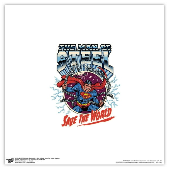 Gallery Pops DC Comics Superman - Man of Steel Save The World Graphic Wall Art, Unframed Version, 12" x 12"