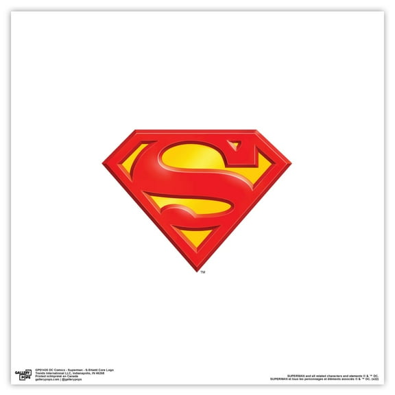 Gallery Pops DC Comics Superman - S-Shield Core Logo Wall Art, Unframed Version, 12" x 12"