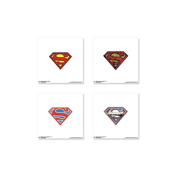 Gallery Pops DC Comics Superman - S-Shield Wall Art Bundle (4-Pack), Unframed Version, 12" x 12"