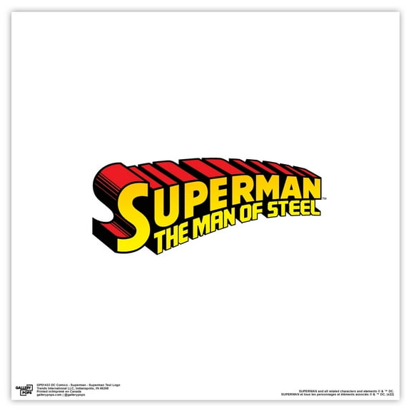 Gallery Pops DC Comics Superman - Superman Text Logo Wall Art, Unframed Version, 12" x 12"