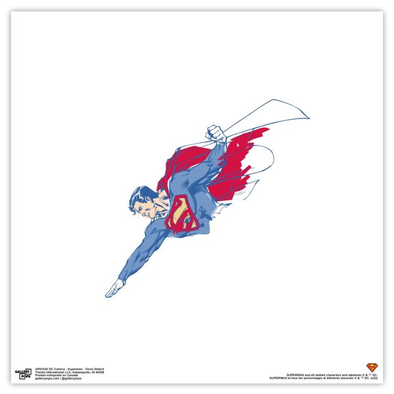 Gallery Pops DC Comics Superman - Torso Sketch Wall Art, Unframed Version, 12" x 12"