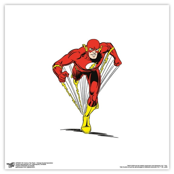 Gallery Pops DC Comics The Flash - Vintage Scarlet Speedster Wall Art, Unframed Version, 12" x 12"