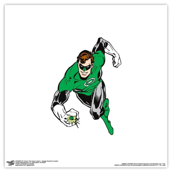 Gallery Pops DC Comics The Green Lantern - Vintage Emerald Crusader Wall Art, Unframed Version, 12" x 12"