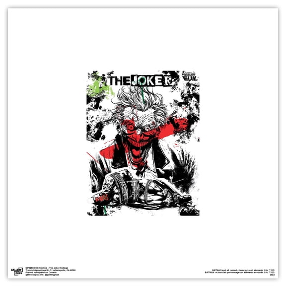 Gallery Pops DC Comics - The Joker Collage Wall Art, Unframed Version, 12" x 12"