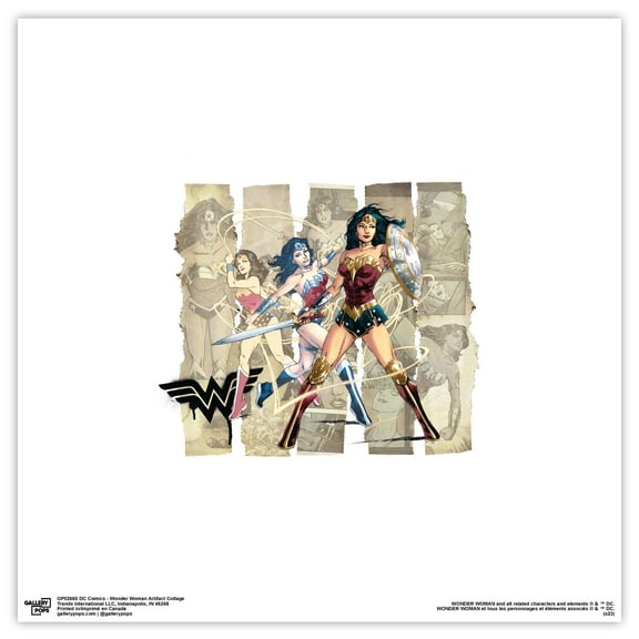 Gallery Pops DC Comics - Wonder Woman Artifact Collage Wall Art, Unframed Version, 12" x 12"
