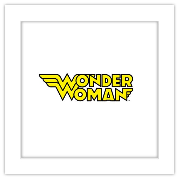Gallery Pops DC Comics Wonder Woman - Classic Text Logo Wall Art, White Framed Version, 12" x 12"