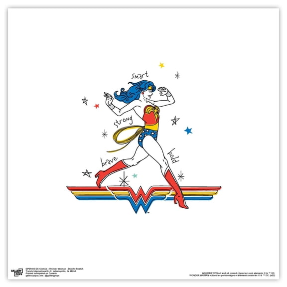 Gallery Pops DC Comics Wonder Woman - Doodle Sketch Wall Art, Unframed Version, 12" x 12"